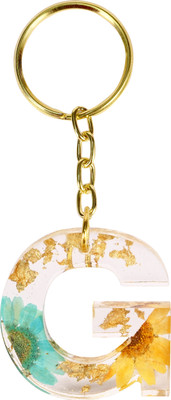 CRAFT STUDIO Blue - Yellow Resin Alphabet G Initial letter keychain for Boys & Girls Key Chain