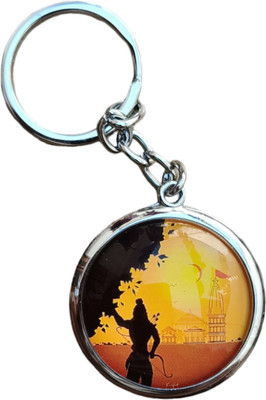 JNV Lord Shri Ram Ji Stylish Double Sided Glass Key Chain (Multicolour) Key Chain