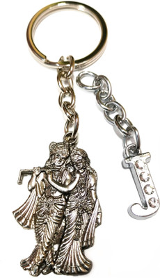 Meeko.com Radha Krishna with J Letter Key Chain 1a Key Chain