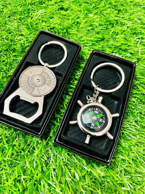 BBG NEW_Direction Indicator Compass & 50 years calendar with bottle opener keychain Key Chain