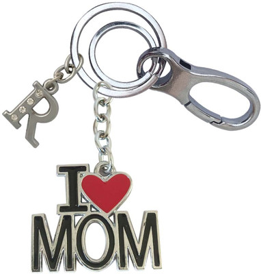 SHOKY LOOKS Metal Metallic Unique I Love Mom With R Letter Locking Lock Key Chain