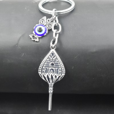 AFH Lord Murugan OM Muruga Kanda VEL Owl Nazar Charm Silver Keychain for Men Women Key Chain