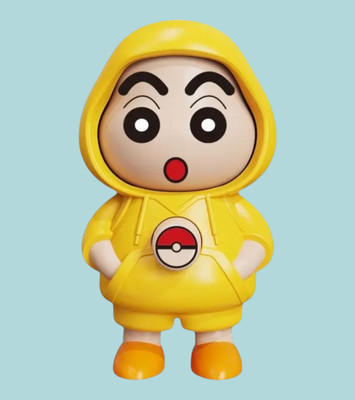 AirSoft Cartoon Shinchan Cute Funny Desk Collectible Yellow Hoodie Expression Change Toy Key Chain
