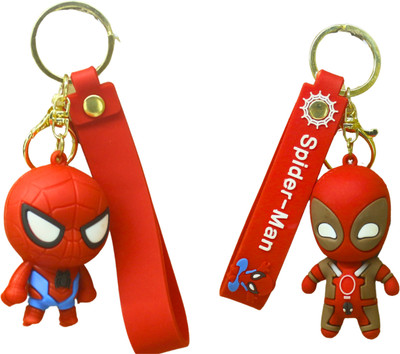MIKADOECOM Spider-Man Combo Keychain – Spider-Man & Deadpool | Soft Rubber (Set of 2) Key Chain