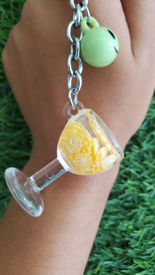 ShopTalk Floating Fruits In The glass with Smiley Ball Key Chain