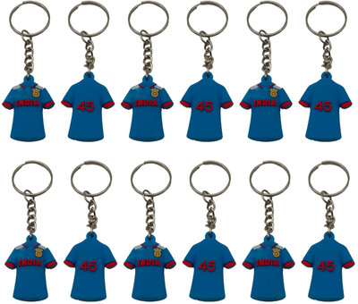 Pundriksh 3d Pvc Rubber Indian Cricket Team Mini Jersey/Blue Team Keychain for Cars, Bikes Key Chain