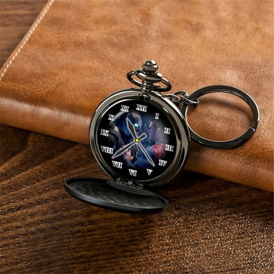 GT Gala Time Black Pocket-Watch Key Chain Batman-Superman Printed Dial Car Bike Keychain Key Chain