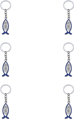 BLESSINGS Set Of 6 Blue Jesus fish Key Chain