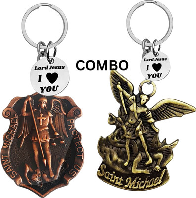 M Men Style Double-Sided Saint Michael Keychain – Jesus Christ Key Ring Medal Com644-648 Key Chain