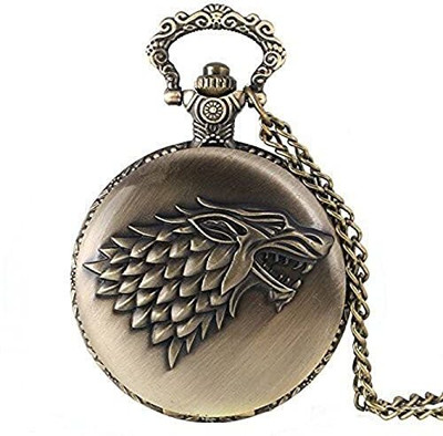 GKM Game of thrones house Stark round dial analogue pocket watch keychain Key Chain