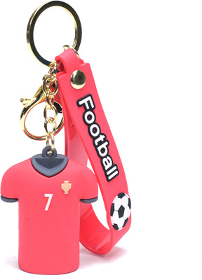 Daiyamondo Show Your Love for Ronaldo with Our 3D Red Jersey Keychain With Ribbon For Fans Key Chain