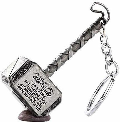 BBG NEW_Thor Hammer Brass With Wording Metal Keyring (Gold) Key Chain