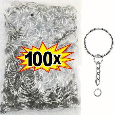 Fanqew Metal Split Keychain Ring Parts - 100 Open Jump Rings Key Chain Key Chain