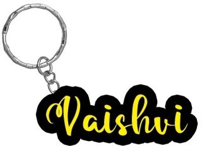 SY Gifts Vaishvi Name Black Yellow Name Keychain Key Chain