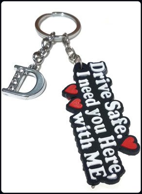 Meeko.com D letter with Drive Safe Rubber key chain 01-A Key Chain