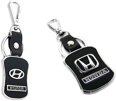 Jainsburys Combo of Hyundai & Honda Logo Leather Hook keychain & Best Quality Keychain Key Chain