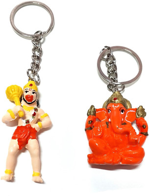 Meeko.com Keychain-Standing Hanuman with Ganesha key chain 0a Key Chain