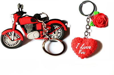 Meeko.com Red Heart Rubber With Bullet Bike Key Chain 02t67 Key Chain