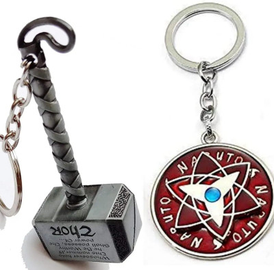 Jainsburys Combo of Thor hammer & Naruto spinning rotating keychain Key Chain