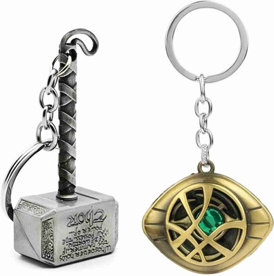 FLAMBE New Three Shades Dr Strange Keychain & Thor Silver Hammer Keyring Key Chain