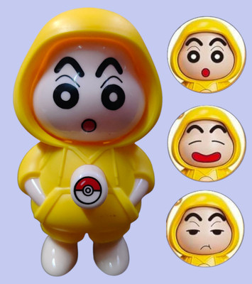 AirSoft Shinchan Funny Cartoon Expression Change Desk Toy Cute Yellow Hoodie Collectible Key Chain