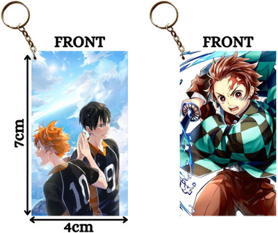 Hariyaali Enterprises LLP HINATA AND KAGEYAMA HIGH FIVE X TANJIRO SWORD PINNING Unique Style 2 pcs Combo Key Chain