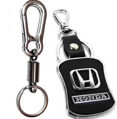 JAINSON MARTIN Combo of Honda Leather Hook & Spring Hook Locking Metal keychain Key Chain