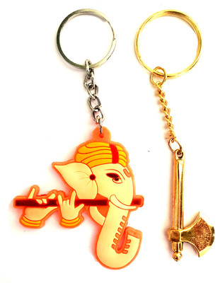 ShopTalk Lord Ganesh Pvc with Axe Metal combo Key Chain