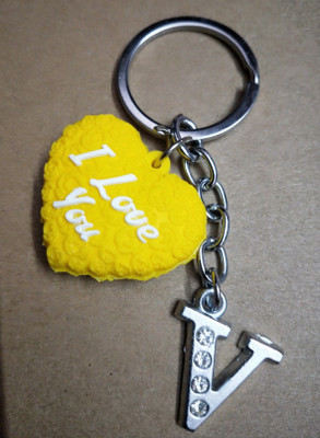 ShopTop Yellow Heart With V Letter Bike Key Chain1 Key Chain