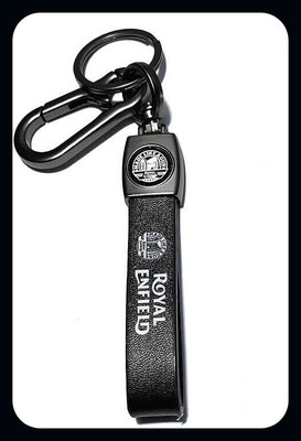 MAG BEE LEATHER & metal AND KEYRING COMPATIBLE WITH ROYAL ENFIELD (Black)-Premium Key Chain