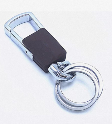 Blue Aura Stylish Hook Locking Silver Metal Carabiner Double Ring Metal KeyChain.3712 Key Chain