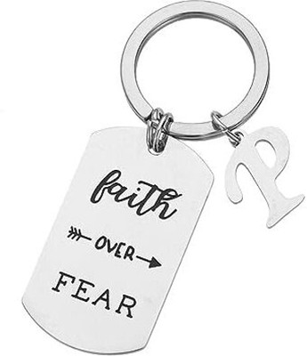 Artisans Crafted Faith Over Fear Keychain with Initial P Key Chain