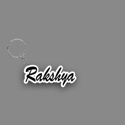 SY Gifts SYG Rakshya Name Keychain White And Black Key Chain