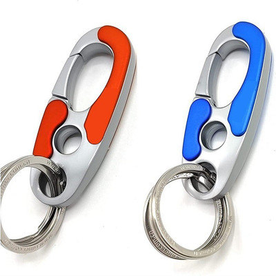 ravariya graphics Stylish Hook Locking Silver Metal Carabiner Double Ring Hook Metal Key Chain Key Chain