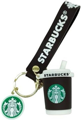 PinakaCorp Cute Star Brown 3D cup Lanyard Rubber Multicolour Keychain With Extra Hook Key Chain
