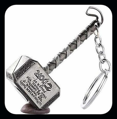 Jainzon Thor Hammer Brass With Wording Metal Keyring (Gold)-S594 Key Chain