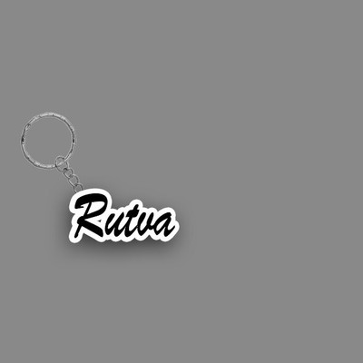 SY Gifts SYG Rutva Name Keychain White And Black Key Chain