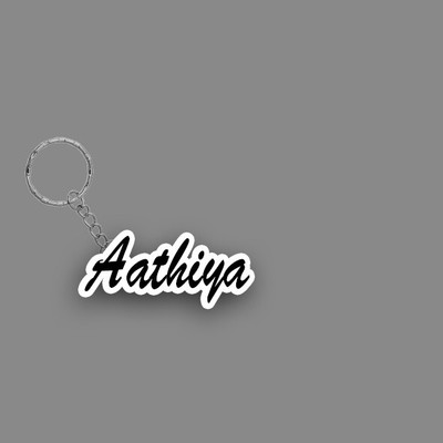 SY Gifts SYG Aathiya Name Keychain White And Black Key Chain