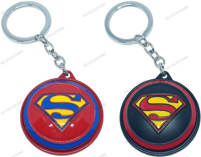 kd collections KD-645-646-CMB Superman Rotating Revolving Spinner Keychain Combo - 2 Keychains Key Chain