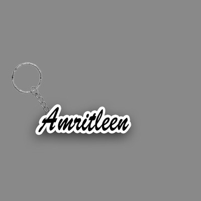SY Gifts SYG Amritleen Name Keychain White And Black Key Chain