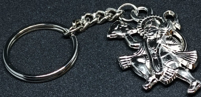 GKCH keychain-Bajrangbali Hanuman Ji Metal Silver Key Chain