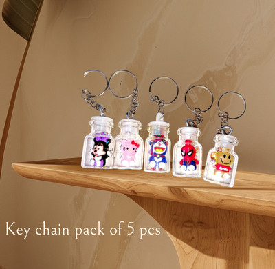 SHIVRAJ Pack of 5 pcs cutest glass ley chain with cartoon character Key Chain