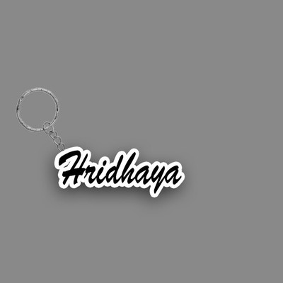 SY Gifts SYG Hridhaya Name Keychain White And Black Key Chain