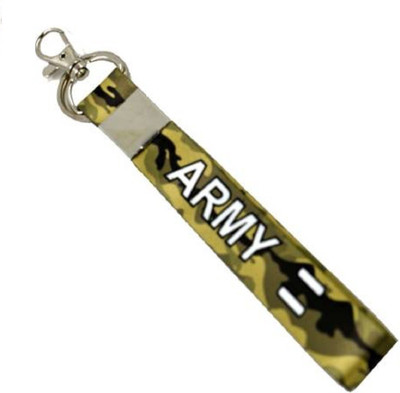 Meeko.com Army Logo Fabric Id Tag Locking Hook Keychain Key Chain