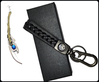 gtrp Keychain-Loki Scepter Golden +Royal RE Black Logo Printed PU Leather ABS Metal Key Chain