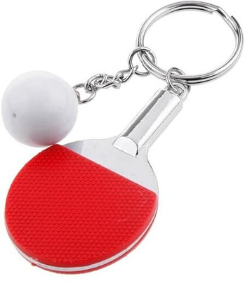WHITE POPCORN Mini Red Table Tennis w/Ball Charm Pendant Key Chain