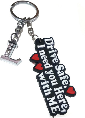 Meeko.com Keychain-L letter with Drive Safe Rubber key chain 0J Key Chain