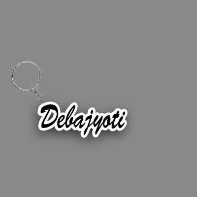 SY Gifts SYG Debajyoti Name Keychain White And Black Key Chain