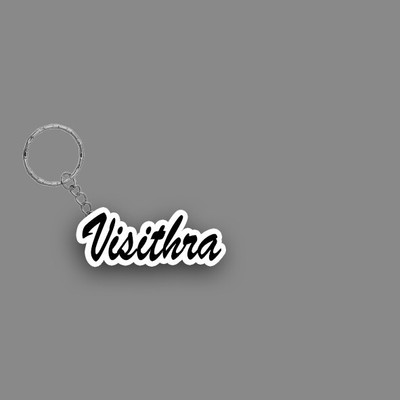 SY Gifts SYG Visithra Name Keychain White And Black Key Chain