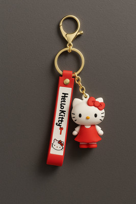 cutieclicks Hello Kitty 3D Cartoon Rubber Keychain with Strap & Gold Hook Key Chain